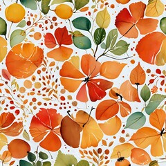 Colorful Autumn Leaf Pattern with a Seamless Design