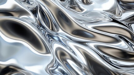 Whimsical Liquid Metal: Shiny Reflective Surface with Undulating Patterns