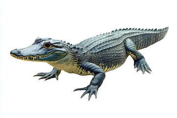 Fototapeta premium American Alligator Walking on White Background