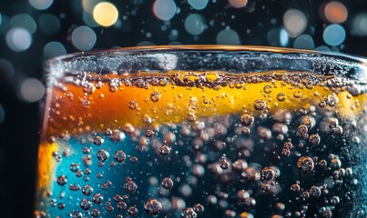 Highspeed image of carbonated drink bubbles highlighting potential acid reflux trigger. Concept Carbonated Drink, Acid Reflux, Bubbles, Trigger, Highspeed, Generative AI