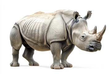Obraz premium A White Rhinoceros Standing on a White Background