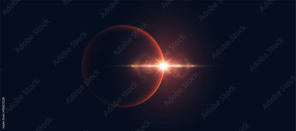 Aufkleber solar eclipse effect. space sunrise. sunrise with rays and glare. vector on transparent background.