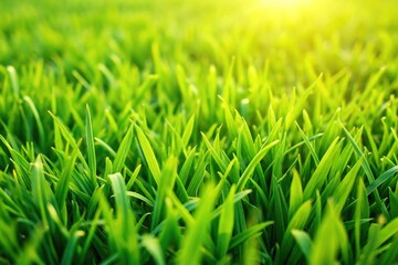 Fototapeta premium Vibrant green grass lawn with subtle texture, simple white outline, and a sense of depth, perfect for summer outdoor designs and natural backgrounds.