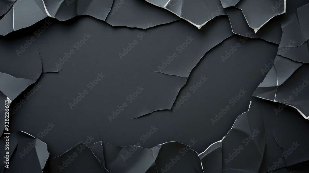 Poster torn edges on dark canvas, showcasing the intricate patterns created by peeling layers, revealing a 