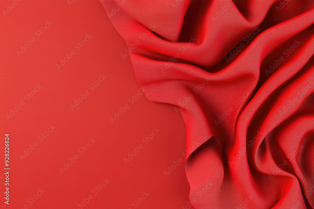 Poster vibrant red texture, a rich display of curling red fabric creates dynamic patterns against a solid r
