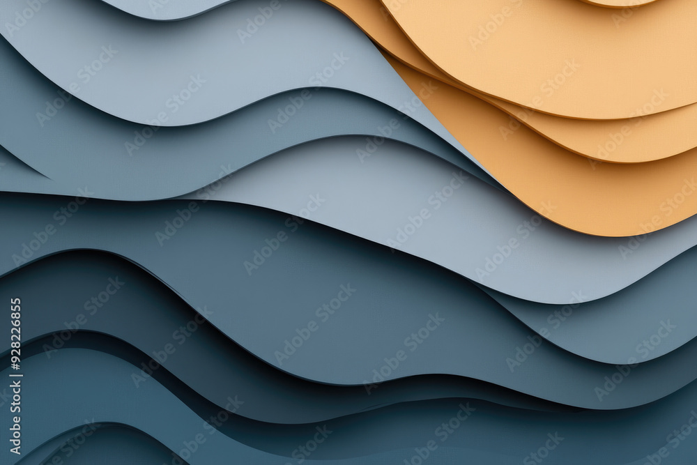 Poster flowing layers of color, an abstract composition showcasing undulating shapes in soothing shades of 