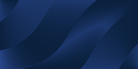 3D modern wave curve background design with diagonal dark blue line pattern. Vector horizontal template for digital business banner, contemporary formal invitation, luxury voucher, gift certificate