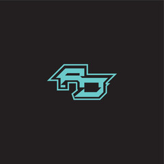 dynamic gaming monogram logo sporty and bold concept RJ blue esport letter