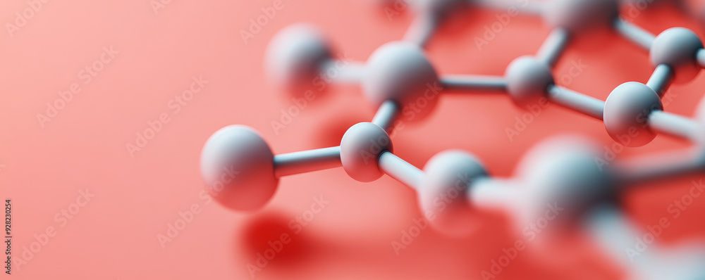 Aufkleber molecular structure visualization, abstract representation of interconnected molecules on a vibrant 