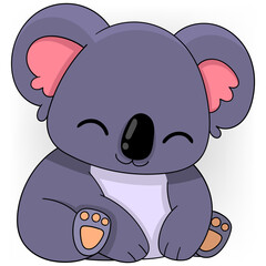 purple koala is sitting alone, his face is smiling friendly greeting © Popular Vector