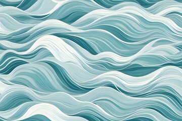Fototapeta premium A tranquil wave pattern in shades of soft blue turquoise and white evoking a sense of calm, AI Generated