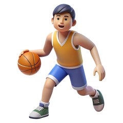 Naklejka premium Basketball player 3D render icon isolated on white background