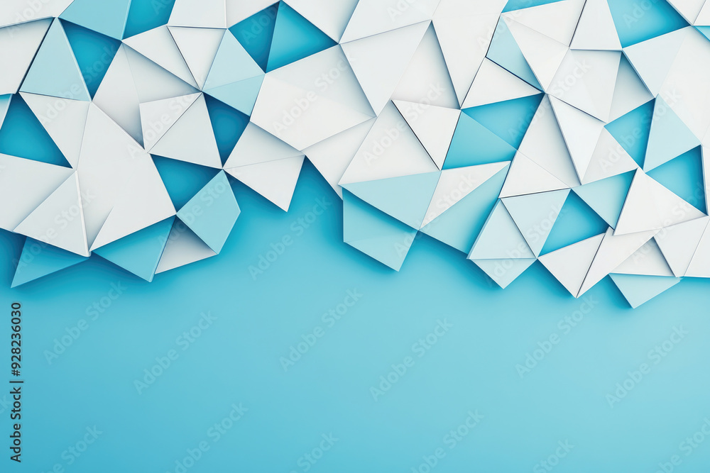 Aufkleber abstract geometric composition created with triangular paper shapes in shades of white and light blu