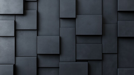 Textured Dark Panels, a modern design element featuring multiple overlapping textured rectangular shapes in varying sizes, creating a sophisticated, dynamic wall surface.
