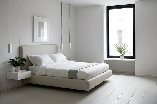 A minimalist white decorated bedroom design