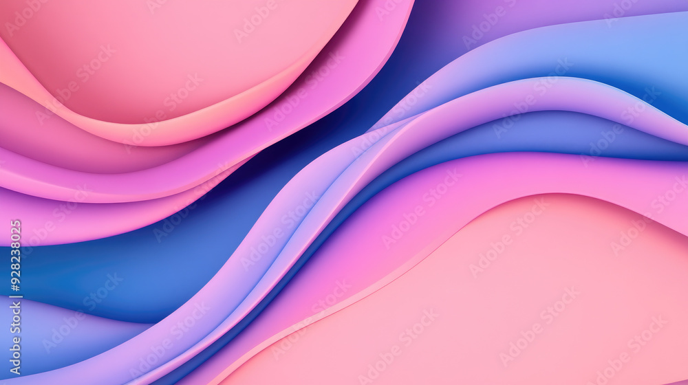 Aufkleber flowing waves of color, undulating layers of soft pastel shades blending smoothly to create a serene