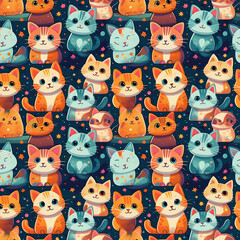 pattern with funny cats