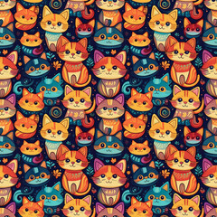 pattern with funny cats