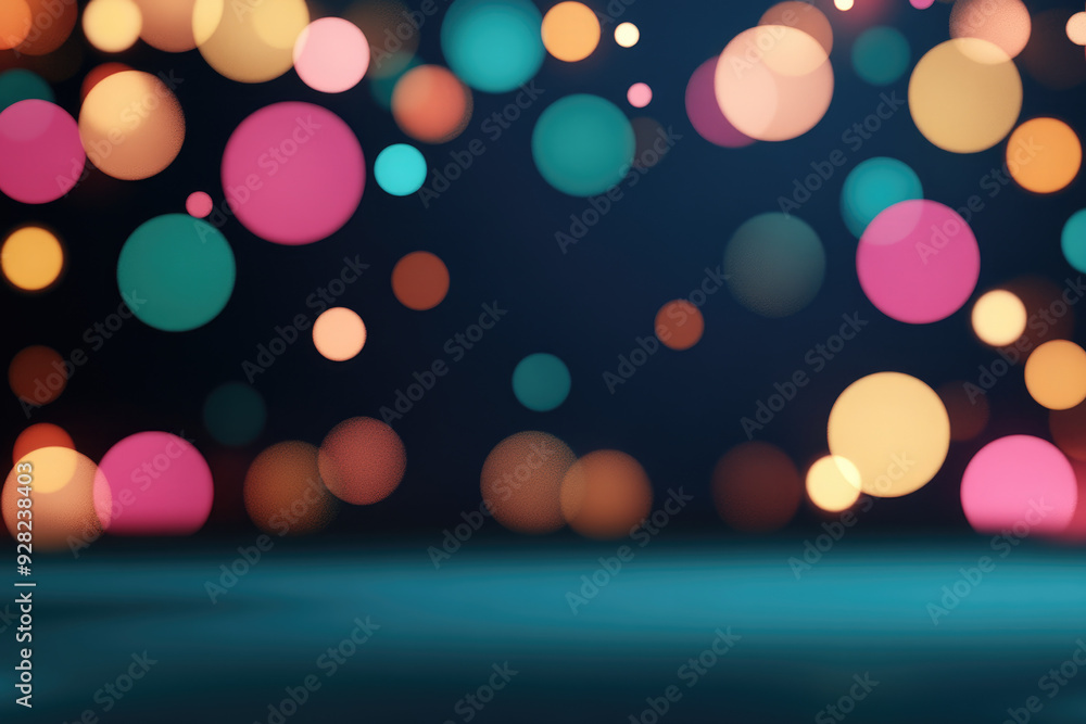 Poster vibrant abstract circles, soft multicolored lights intertwine in a dreamy background, creating a whi