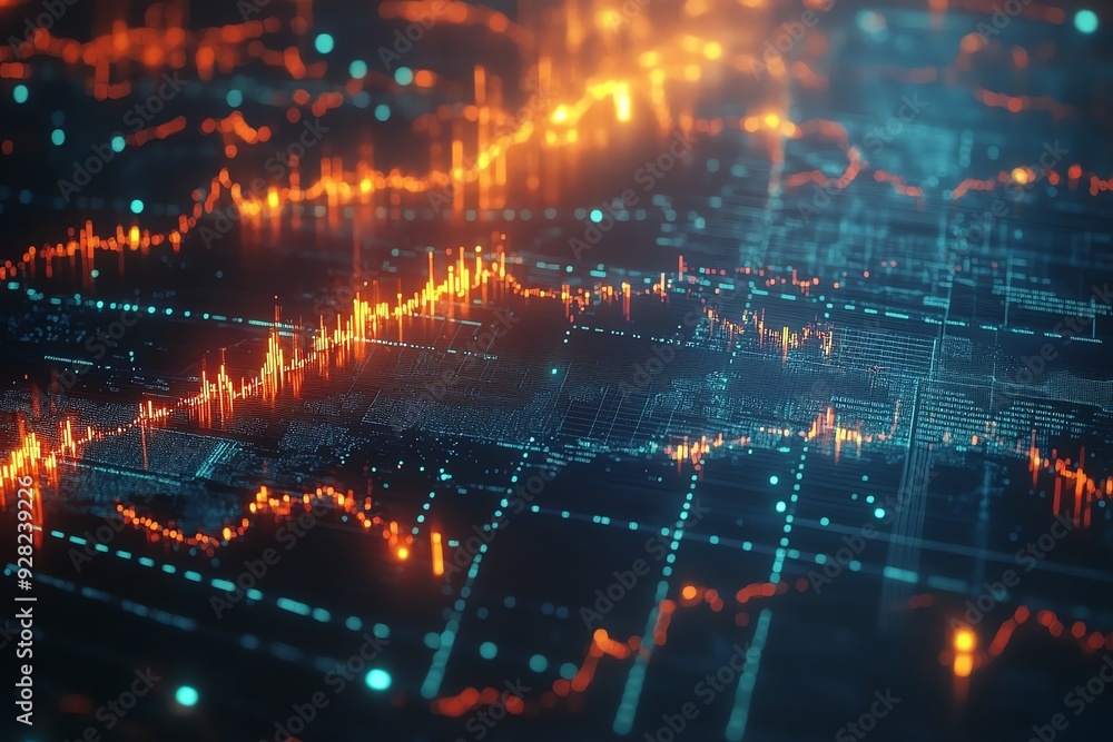 Poster abstract digital data visualization.