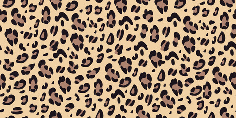 Leopard seamless pattern. Animalistic print for fabric, paper. Vector hand-drawn background. 
