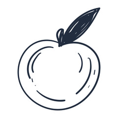 Cute doodle art apple fruit on white background