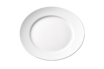 A Crisp White Plate, Ready for a Culinary Adventure on a White or Clear Surface PNG Transparent Background.