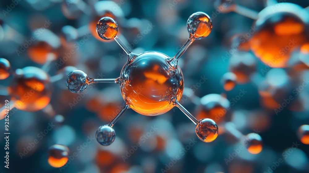 Poster abstract molecular structure with vibrant colors.