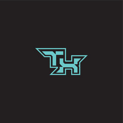 sporty and bold concept TX dynamic gaming monogram logo letter blue esport