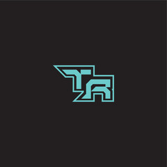 dynamic gaming monogram logo sporty and bold concept TR blue esport letter