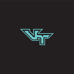 sporty and bold concept VT dynamic gaming monogram logo letter blue esport