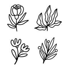 Flat design simple flower isolated collection