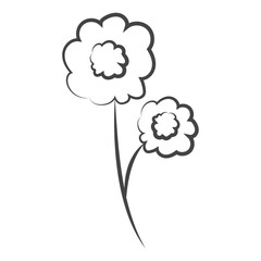 Hand drawn flower and leaves isolated on a white background