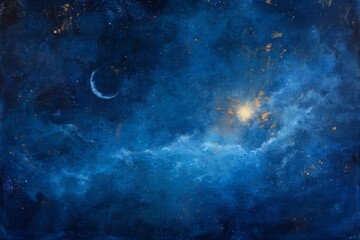 Fototapeta premium Stunning Abstract Blue Night Sky with Stars and Nebulae in a Celestial Setting