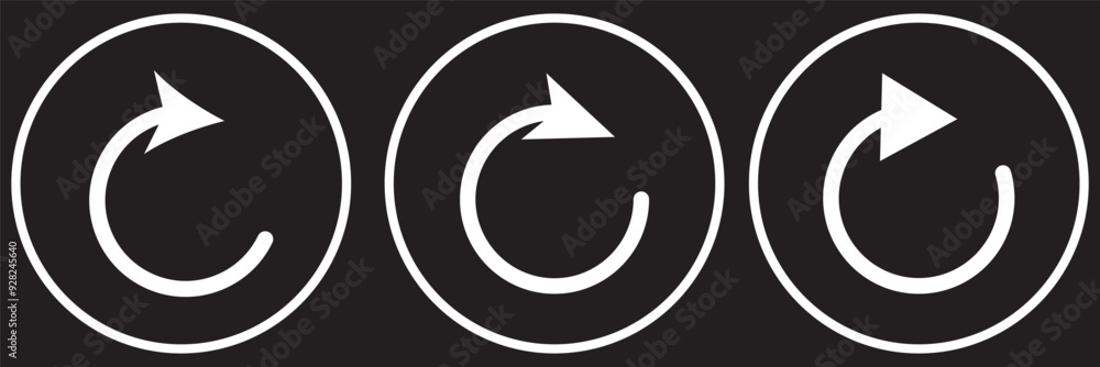 Poster repeat arrow button, refresh icon, circle arrow, rotation sign set