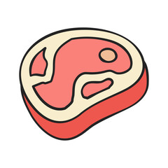 Beef design with flat color illustration on white background