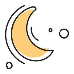 Doodle moon with stars hand drawn crescent