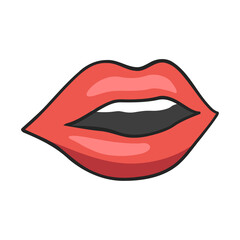 Mouth pop art icon isolated on white background