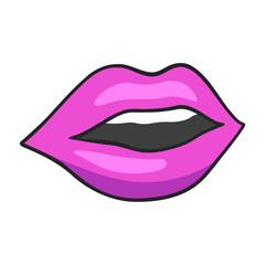 Mouth pop art icon isolated on a white background