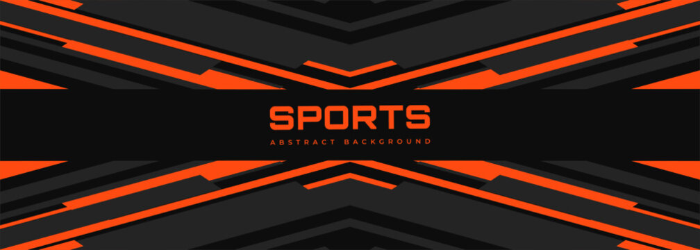 Modern sports banner design with diagonal orange and gray lines. Abstract sports background. Vector illustration