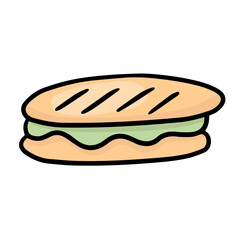 Burger fast food cartoon icon illustration on white