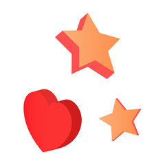 Hearts And Stars isolated on white background