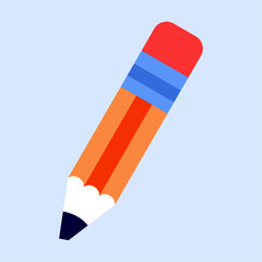 Pencil icon illustration isolated on blue background