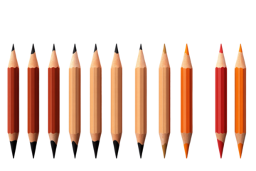 A Spectrum of Colored Pencils Against a Pristine White Background on a White or Clear Surface PNG Transparent Background.