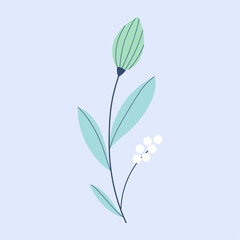 Hand drawn autumn leaves illustration isolated on blue