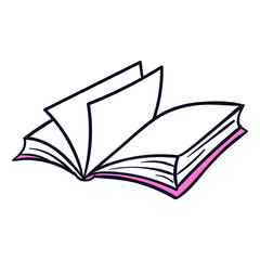 Hand drawn book cartoon illustration on the white