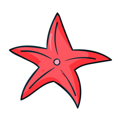 Starfish animal tropical illustration on a white