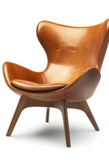 Modern Scandinavian wooden chair isolated on white background