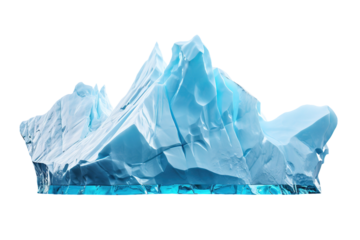 A Crystallized Giant: An Icebergs Majestic Profile Against a Pristine White Background on a White or Clear Surface PNG Transparent Background.