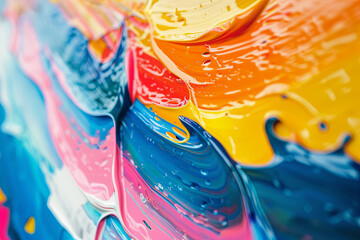 Abstract colorful shapes resembling oil painting